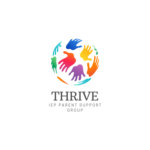 Thrive logo. Graphics of multi-color hands in a circle.